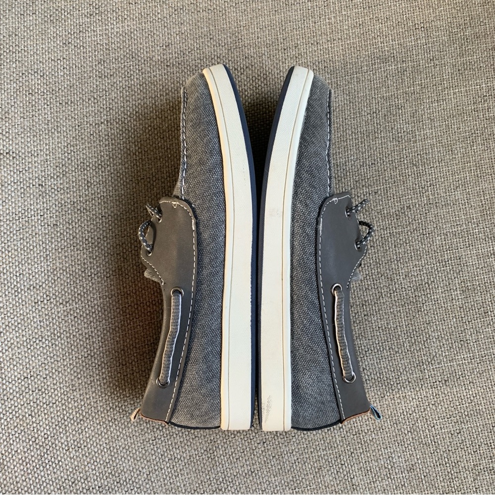 Shoes Little Boy Size 3 Gray Canvas Slip On Dress Boat Shoe Prepy Sonoma - Picture 4 of 9